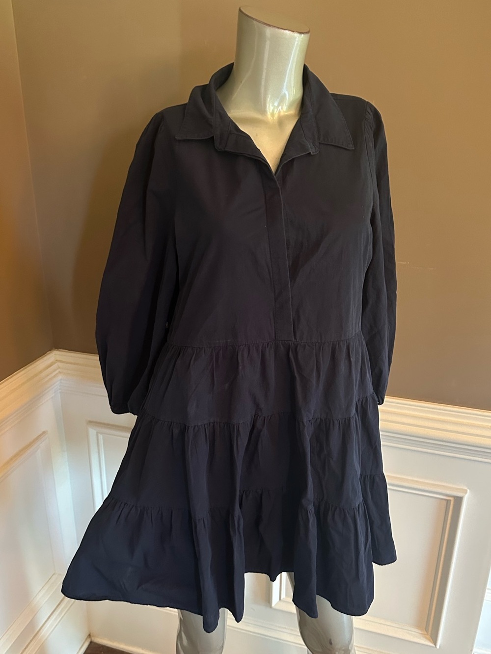 Pomander Place Mini Navy Blue Tiered Dress Sz M
